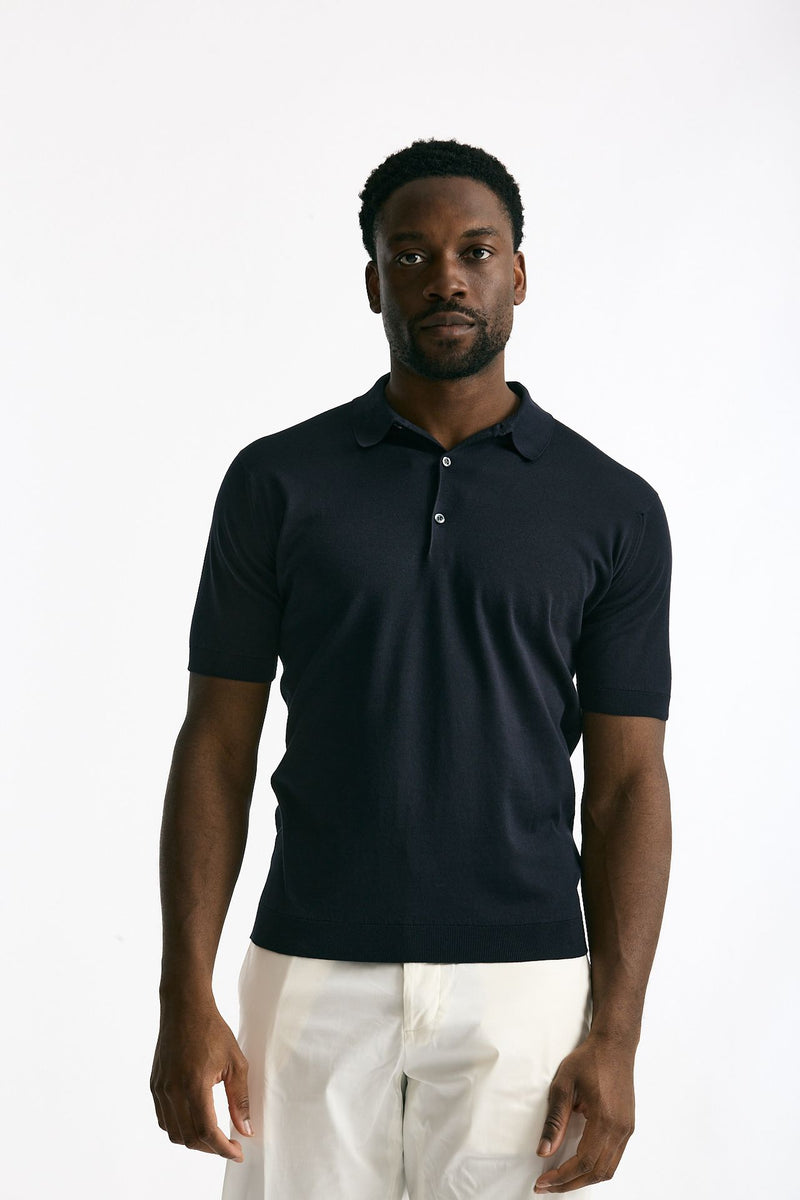 Polo ADRIAN in cotone sea island blu uomo John smedley - 2