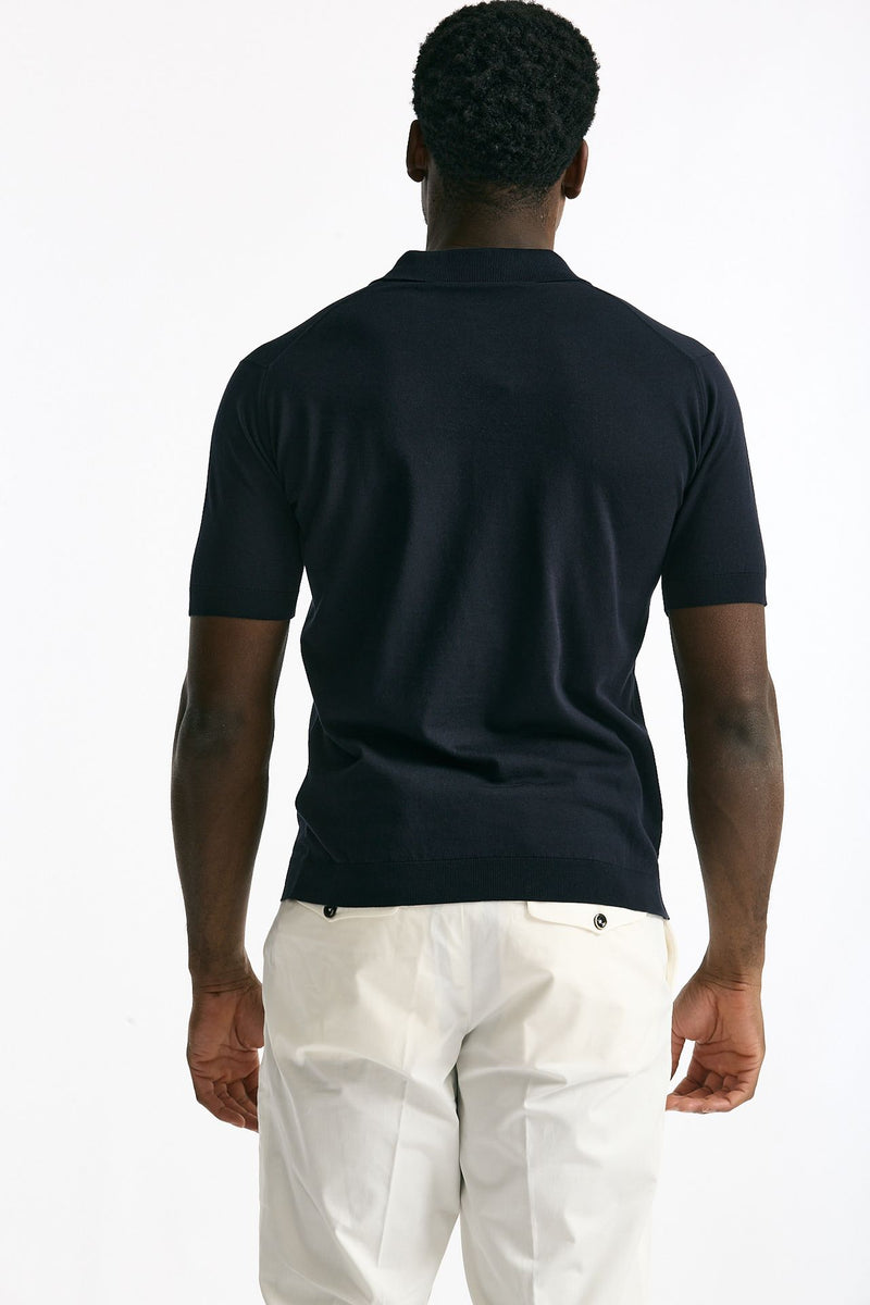 Polo ADRIAN in cotone sea island blu uomo John smedley - 4