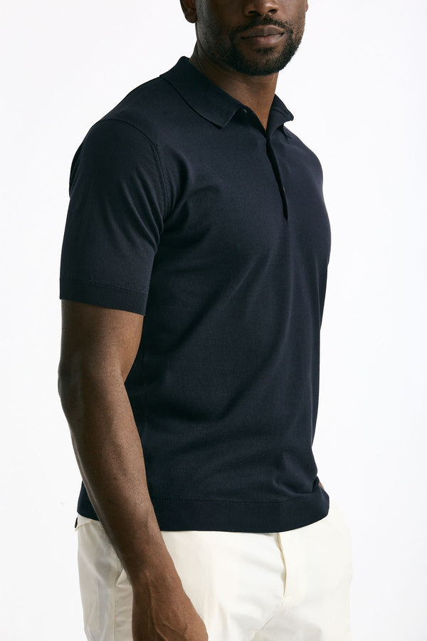 Polo ADRIAN in cotone sea island blu uomo John smedley
