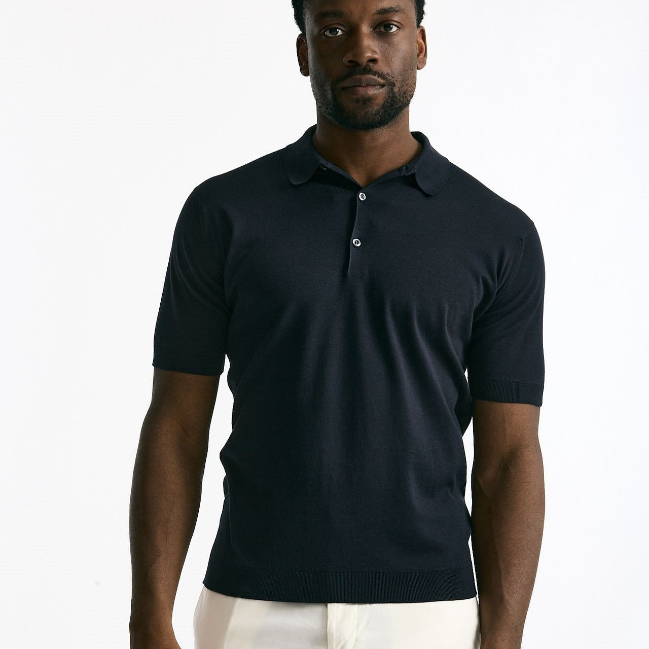 Polo ADRIAN in cotone sea island blu uomo John smedley - 6