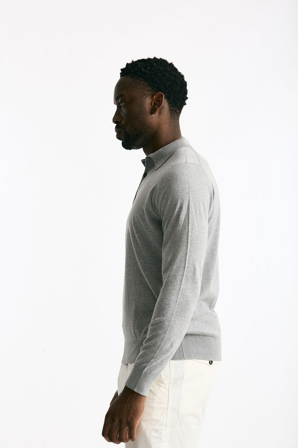 Polo BRADWELL in cotone sea island grigio uomo John smedley