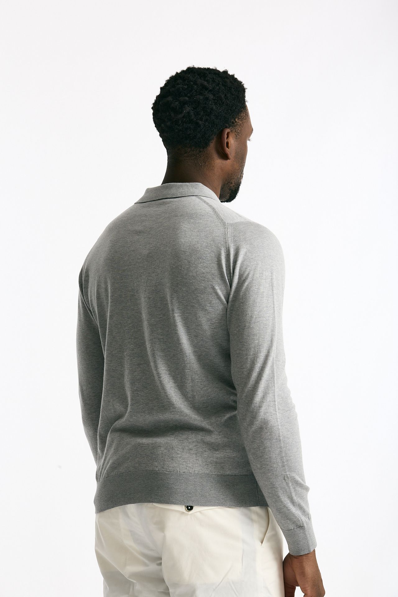 Polo BRADWELL in cotone sea island grigio uomo John smedley - 3