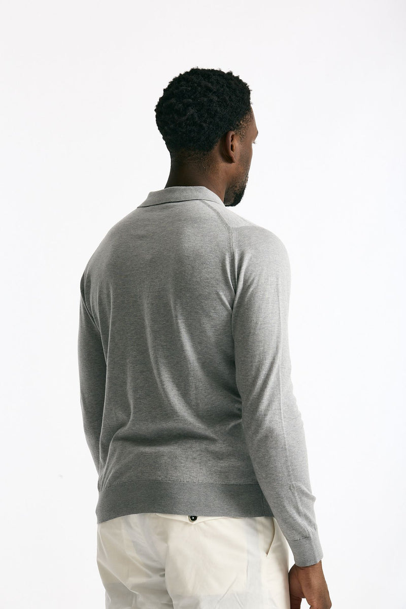 Polo BRADWELL in cotone sea island grigio uomo John smedley - 3
