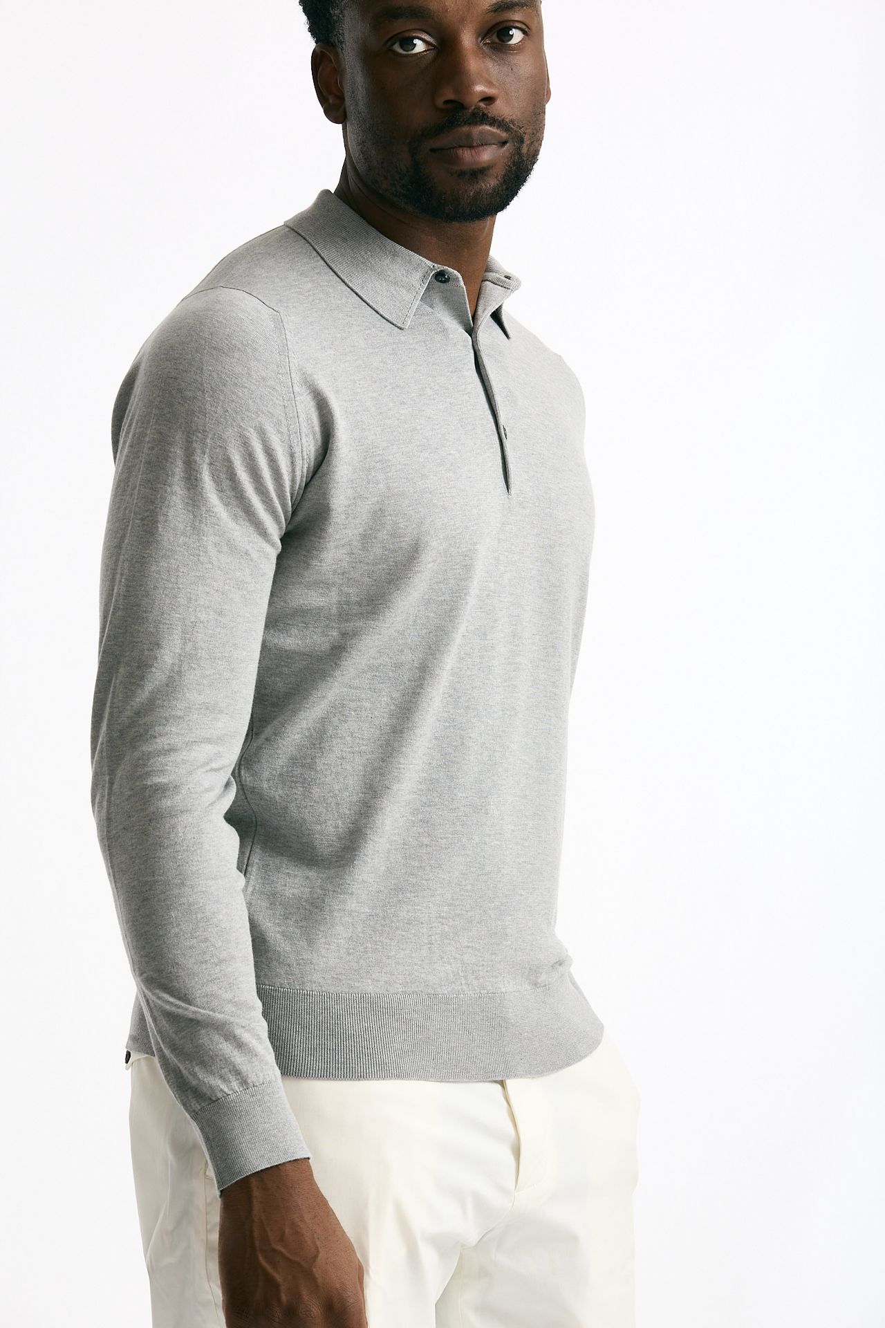 Polo BRADWELL in cotone sea island grigio uomo John smedley - 4