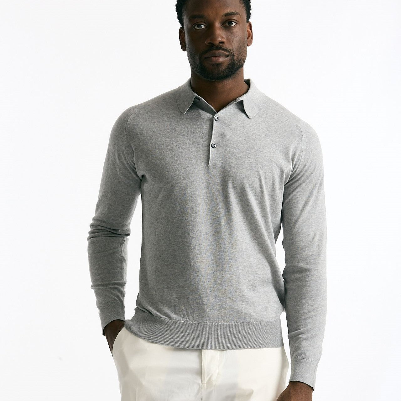 Polo BRADWELL in cotone sea island grigio uomo John smedley - 6