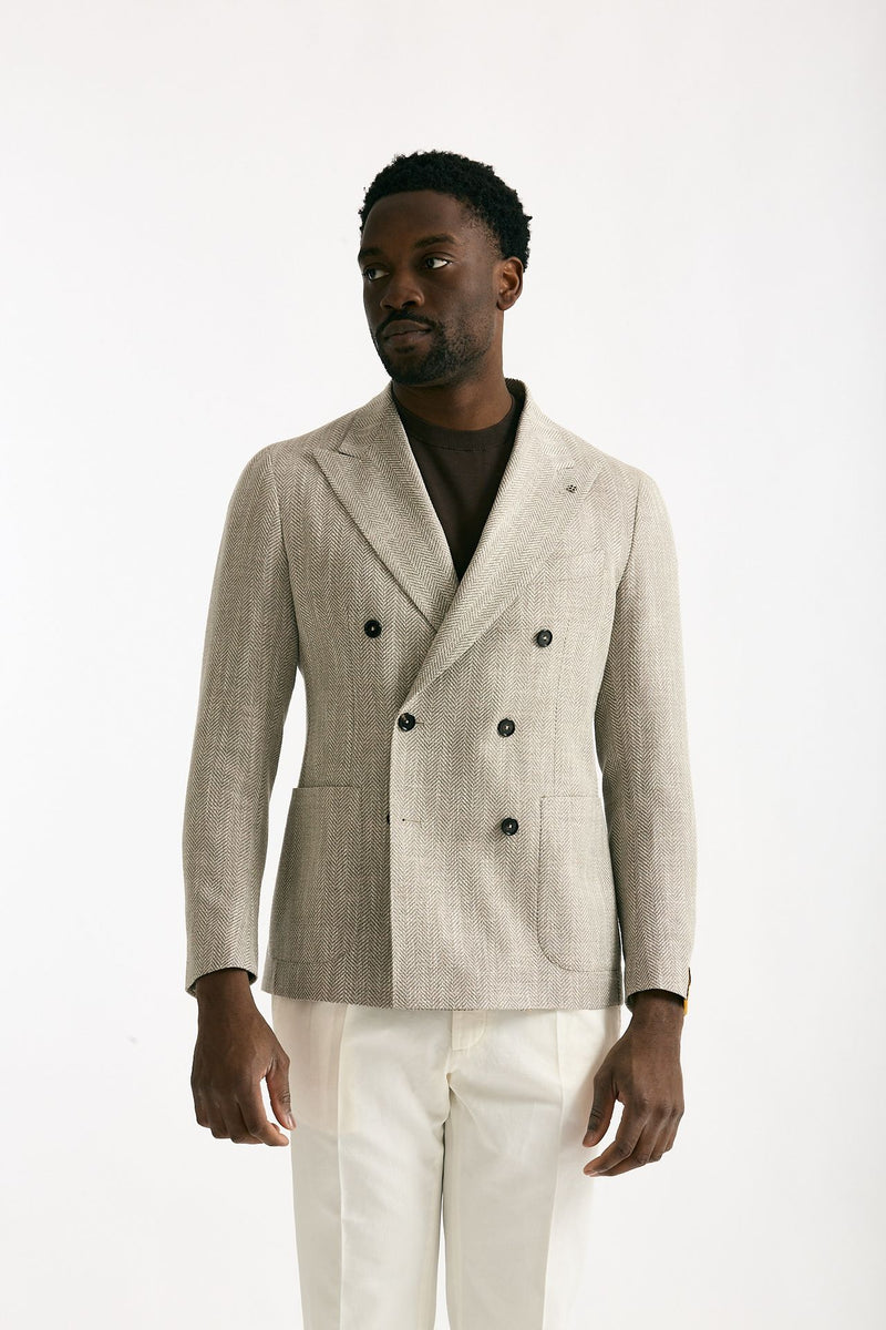 Giacca doppiopetto MONTECARLO spinato beige uomo Tagliatore - 6