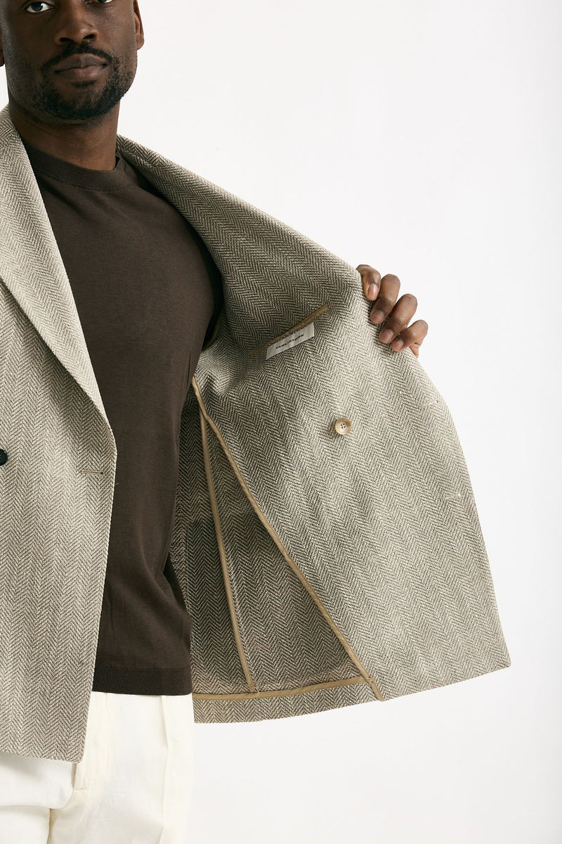 Giacca doppiopetto MONTECARLO spinato beige uomo Tagliatore - 7