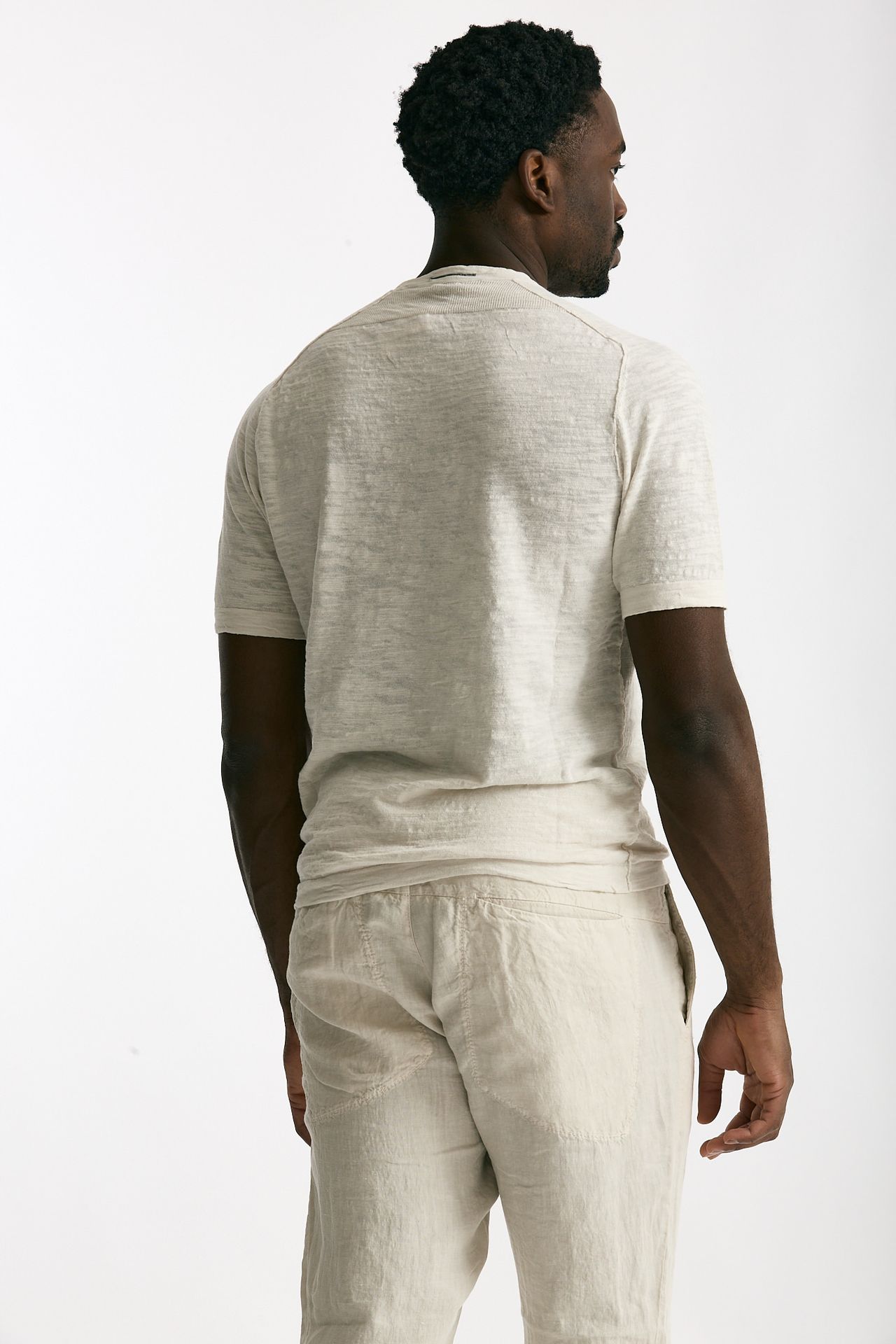 T shirt in cotone e lino beige uomo Transit uomo - 1