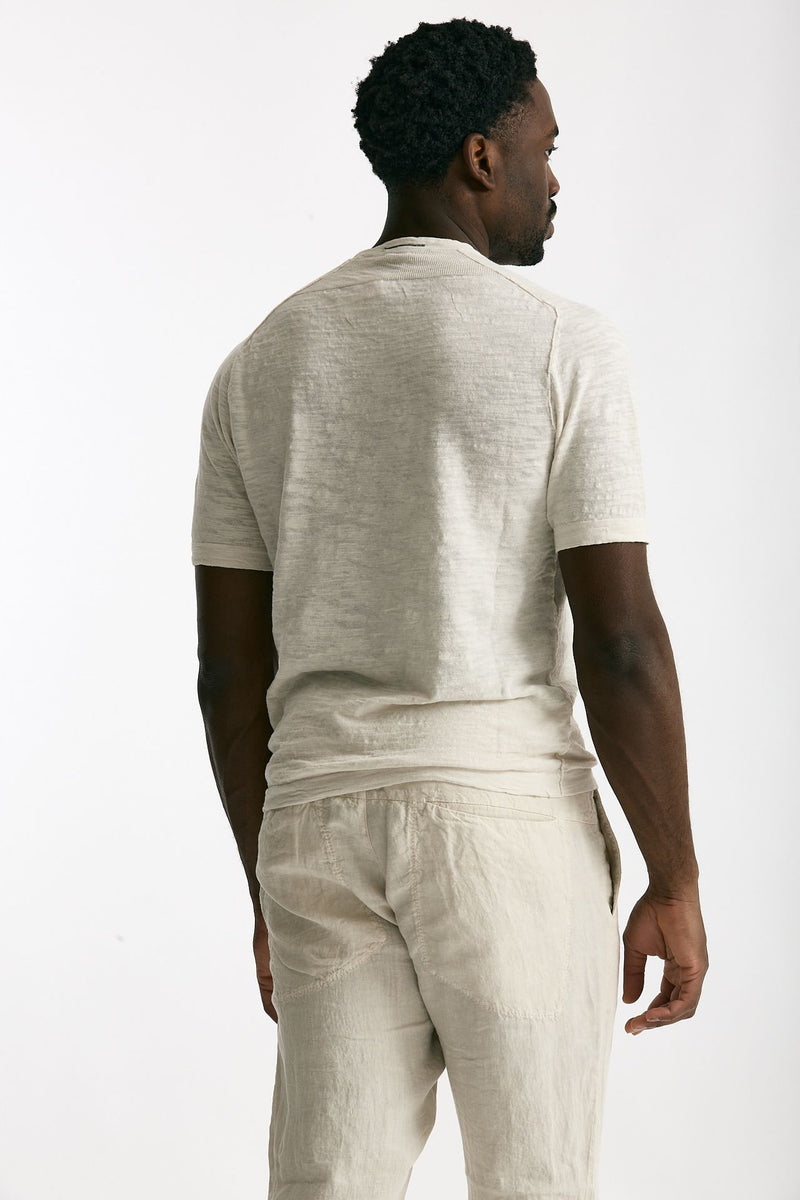 T shirt in cotone e lino beige uomo Transit uomo - 1