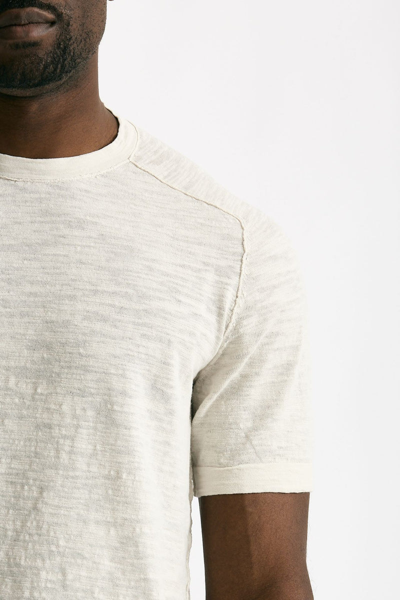 T shirt in cotone e lino beige uomo Transit uomo - 6