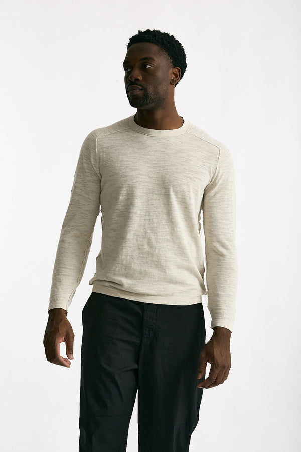 T shirt in cotone e lino beige uomo Transit uomo