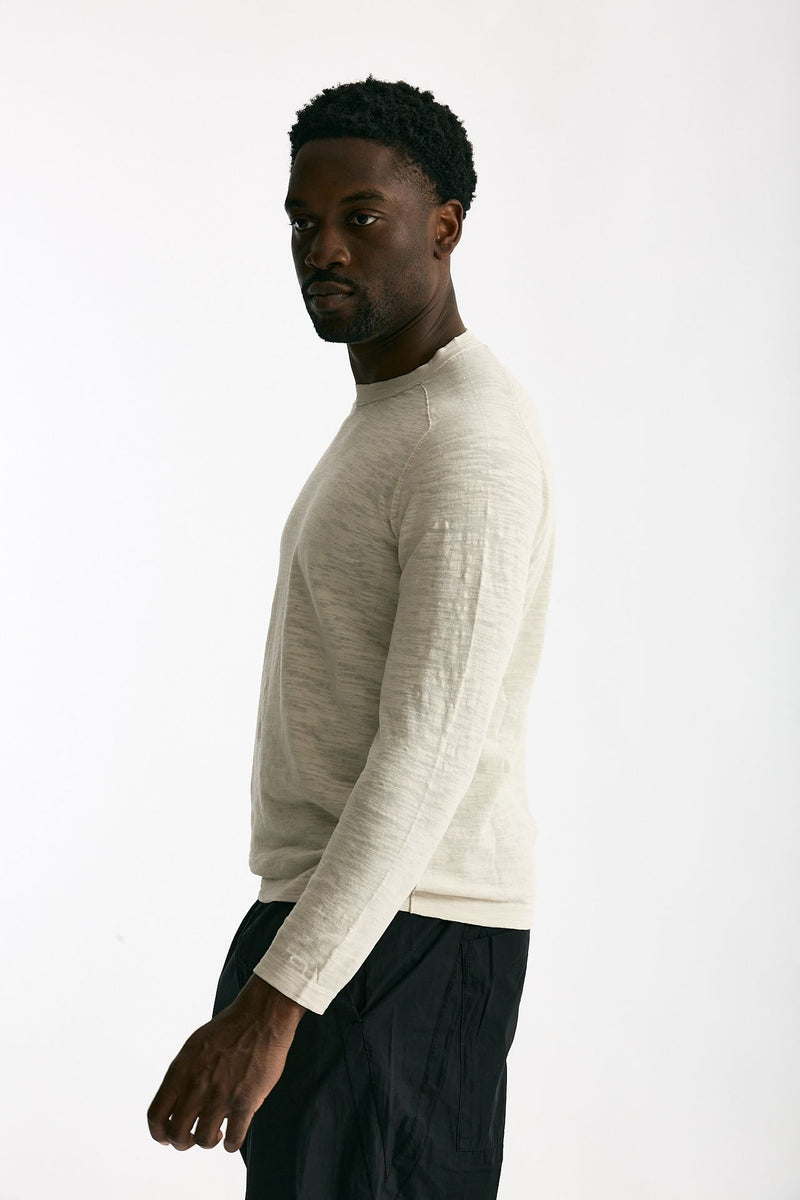 T shirt in cotone e lino beige uomo Transit uomo - 2