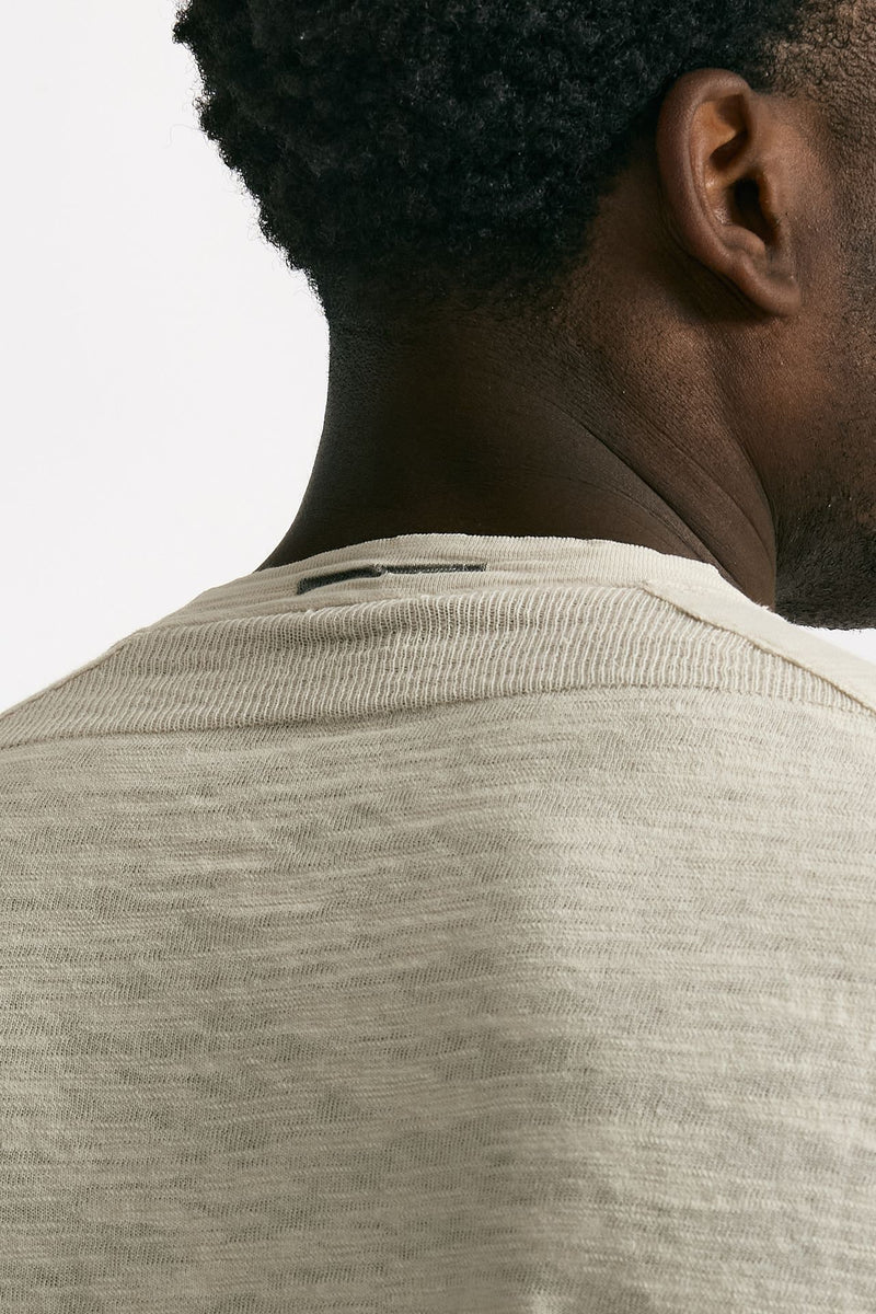 T shirt in cotone e lino beige uomo Transit uomo - 4