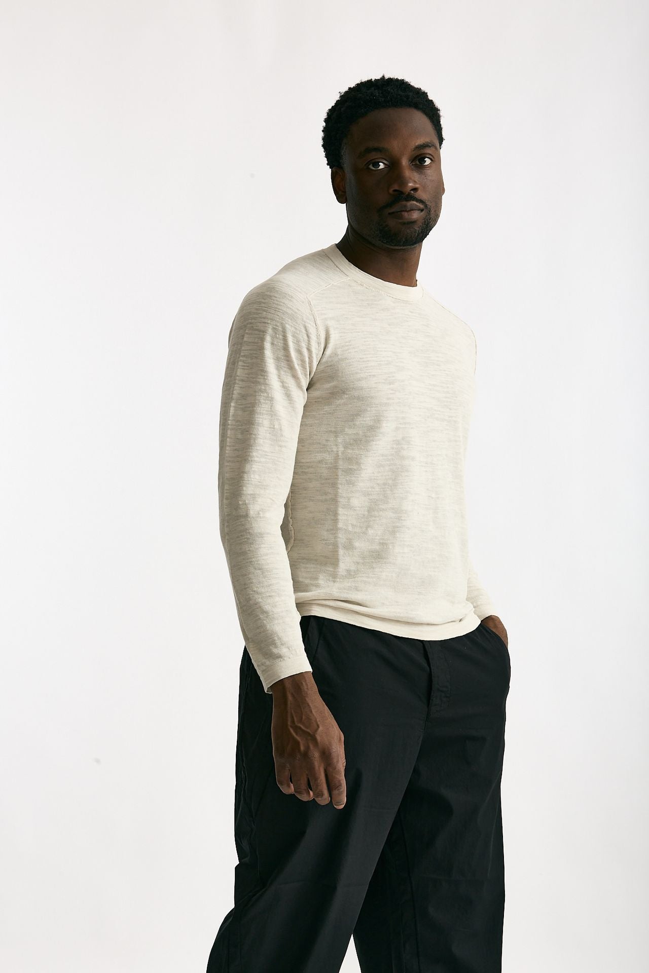 T shirt in cotone e lino beige uomo Transit uomo - 5
