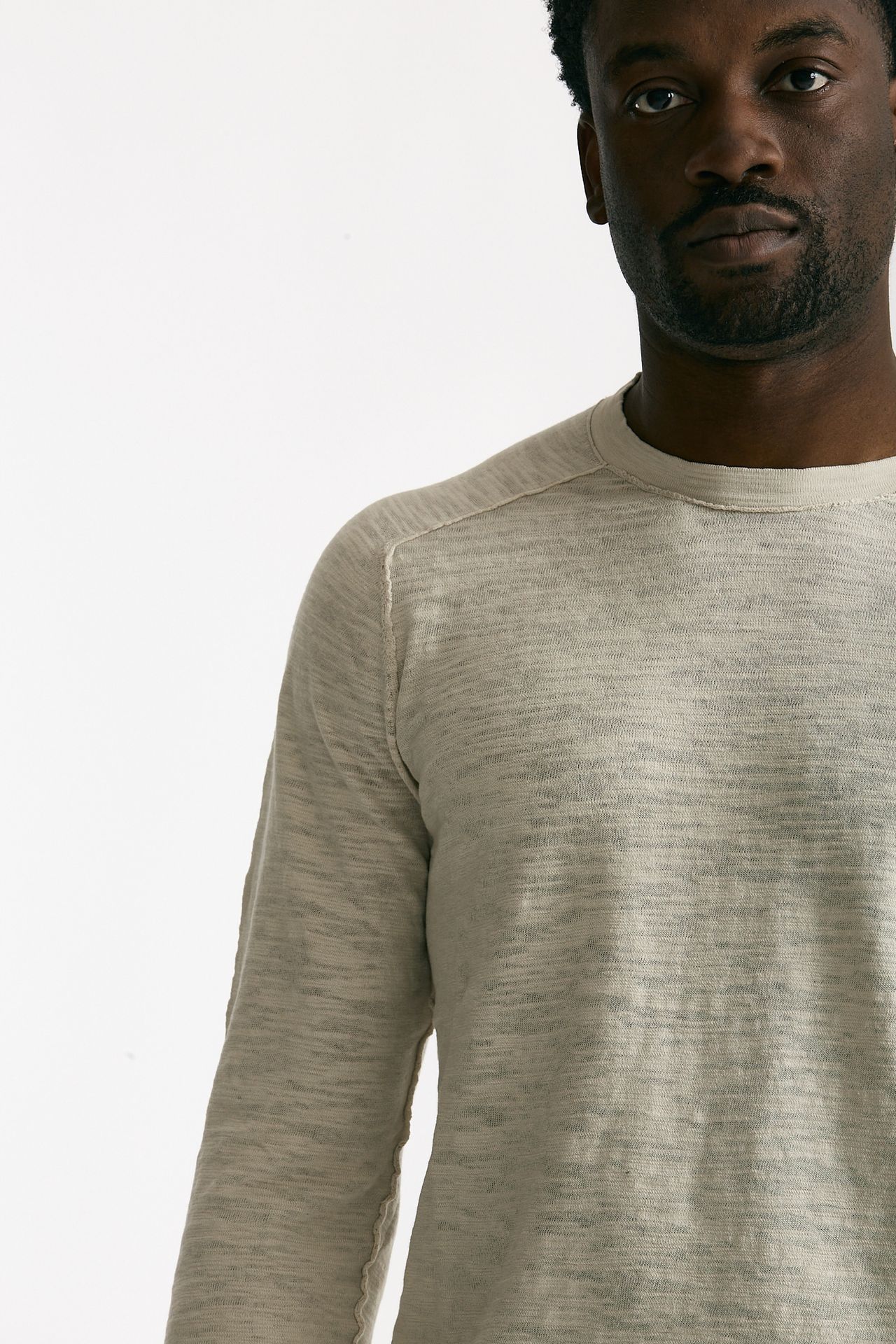 T shirt in cotone e lino beige uomo Transit uomo - 6