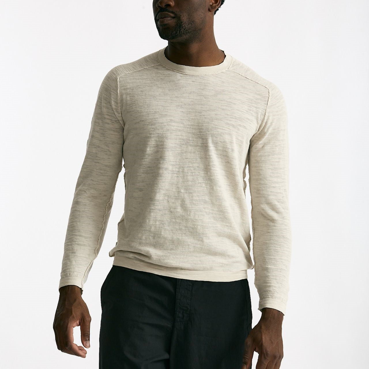 T shirt in cotone e lino beige uomo Transit uomo - 7