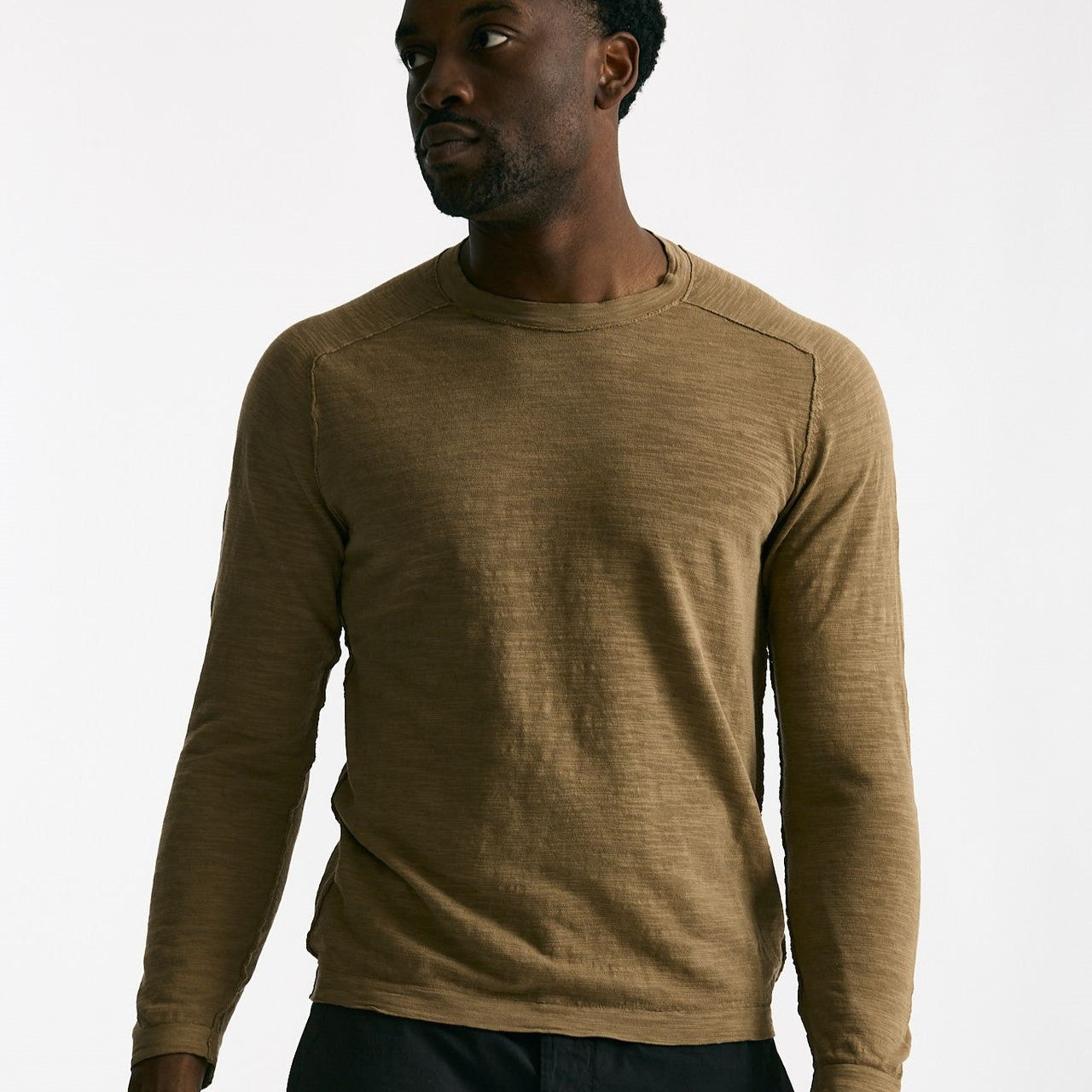 T shirt in cotone e lino cammello uomo Transit uomo - 7