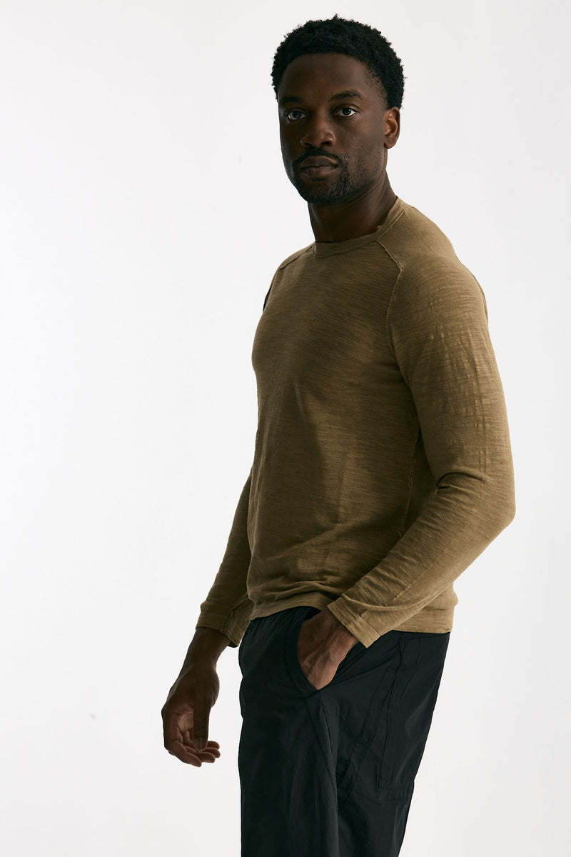 T shirt in cotone e lino cammello uomo Transit uomo - 3