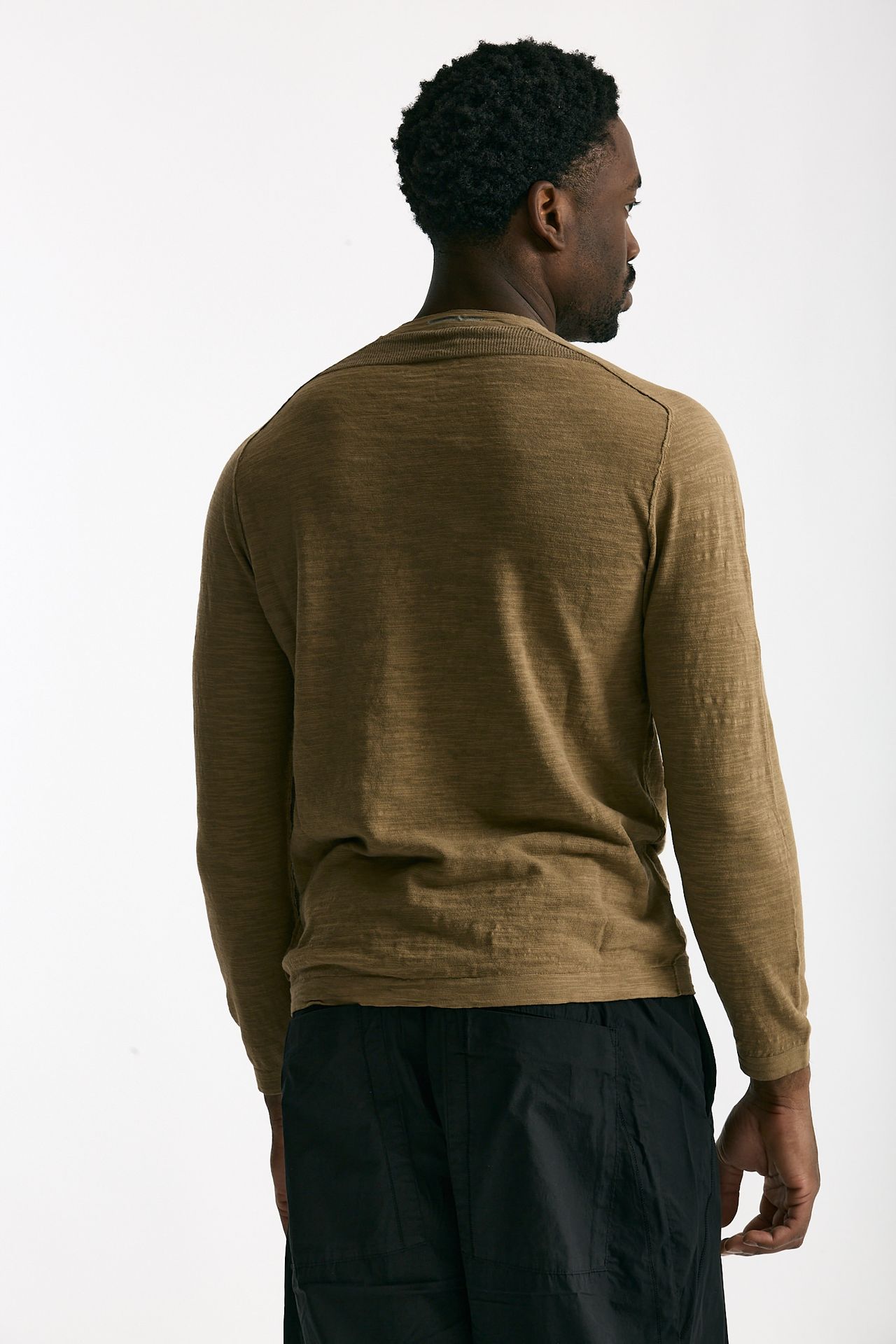 T shirt in cotone e lino cammello uomo Transit uomo - 4