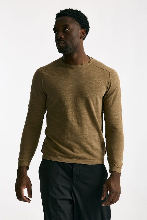 T shirt in cotone e lino cammello uomo Transit uomo