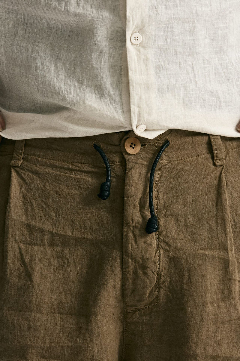 Bermuda in lino cammello uomo Transit uomo - 6