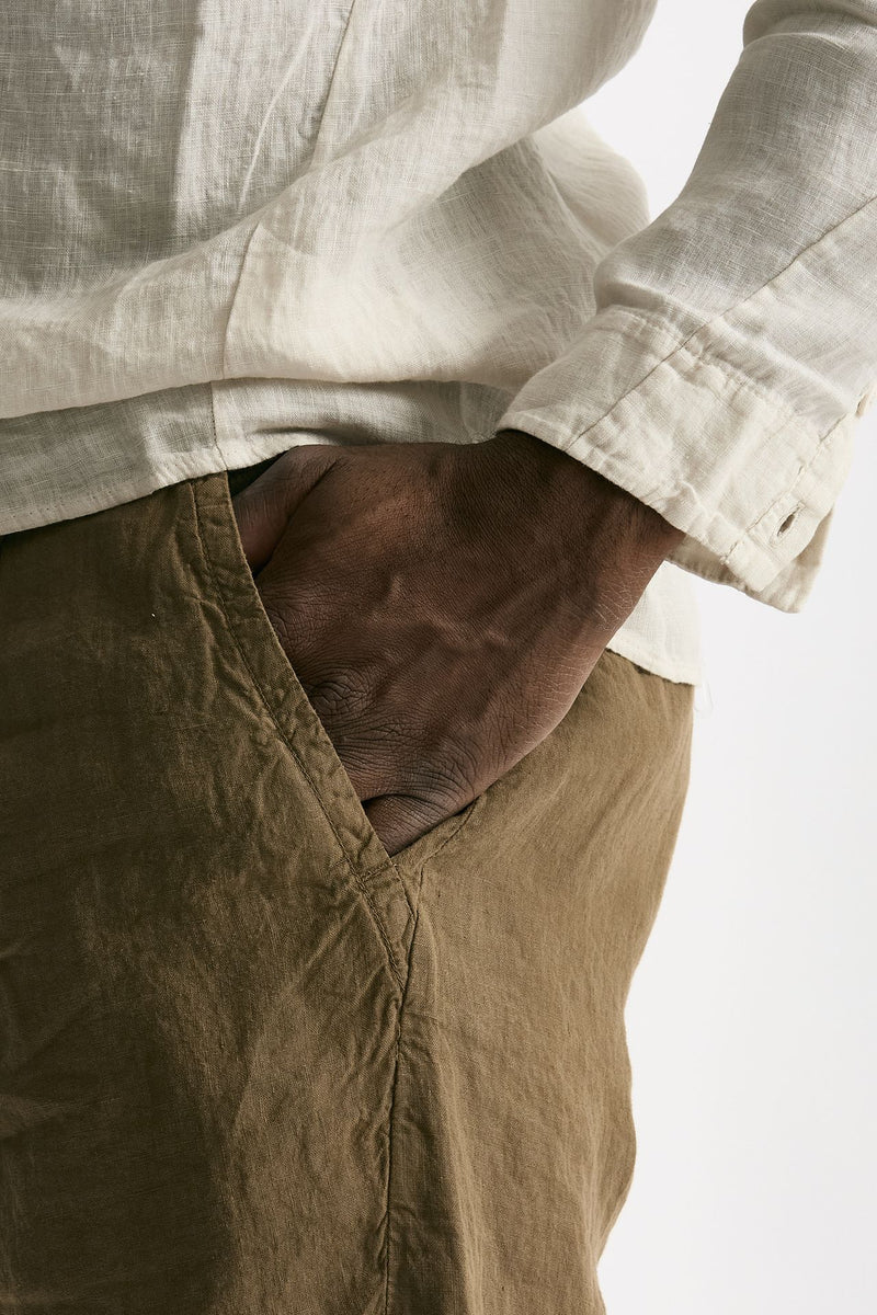 Bermuda in lino cammello uomo Transit uomo - 7