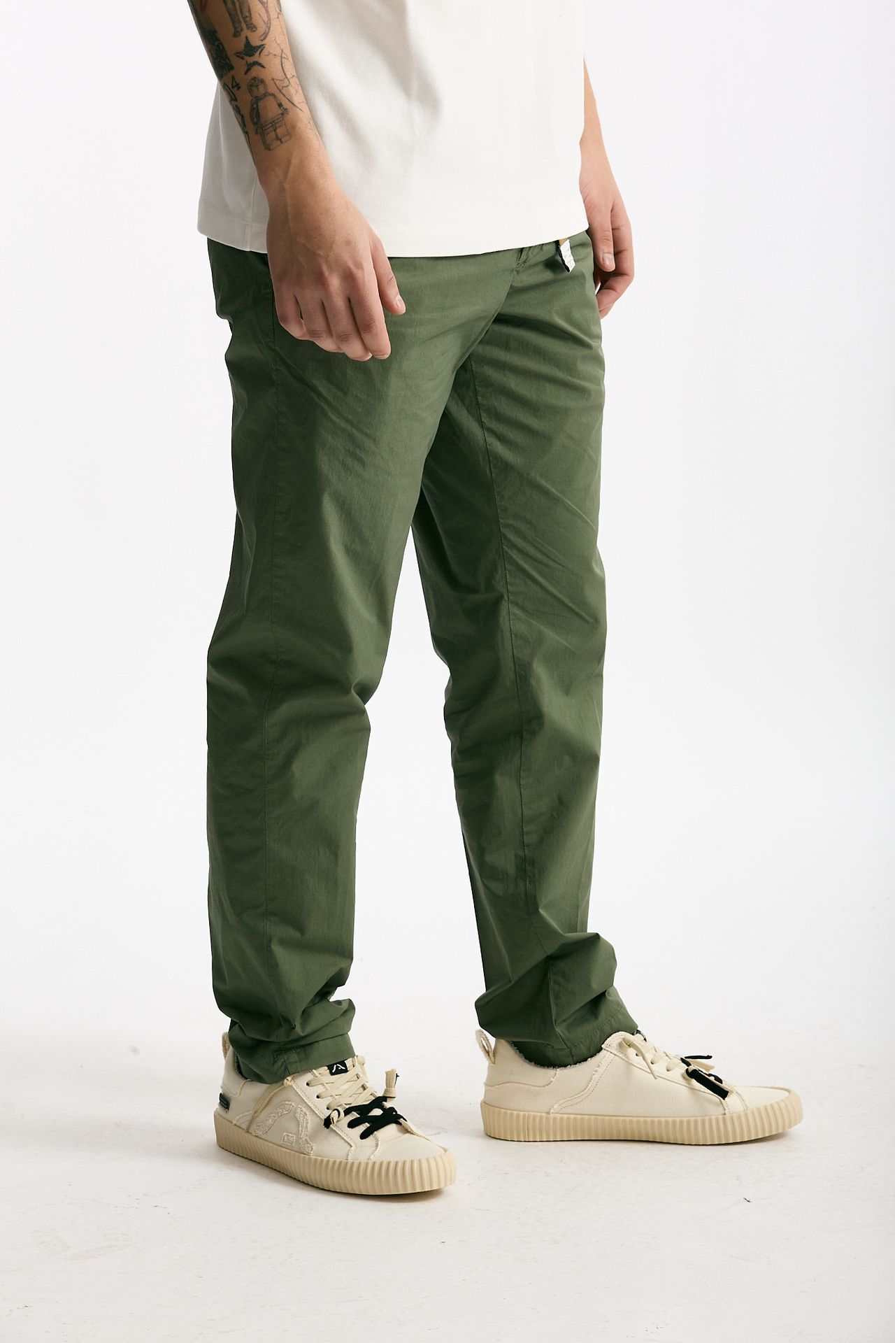 Pantalone in cotone stretch verde uomo White sand - 2