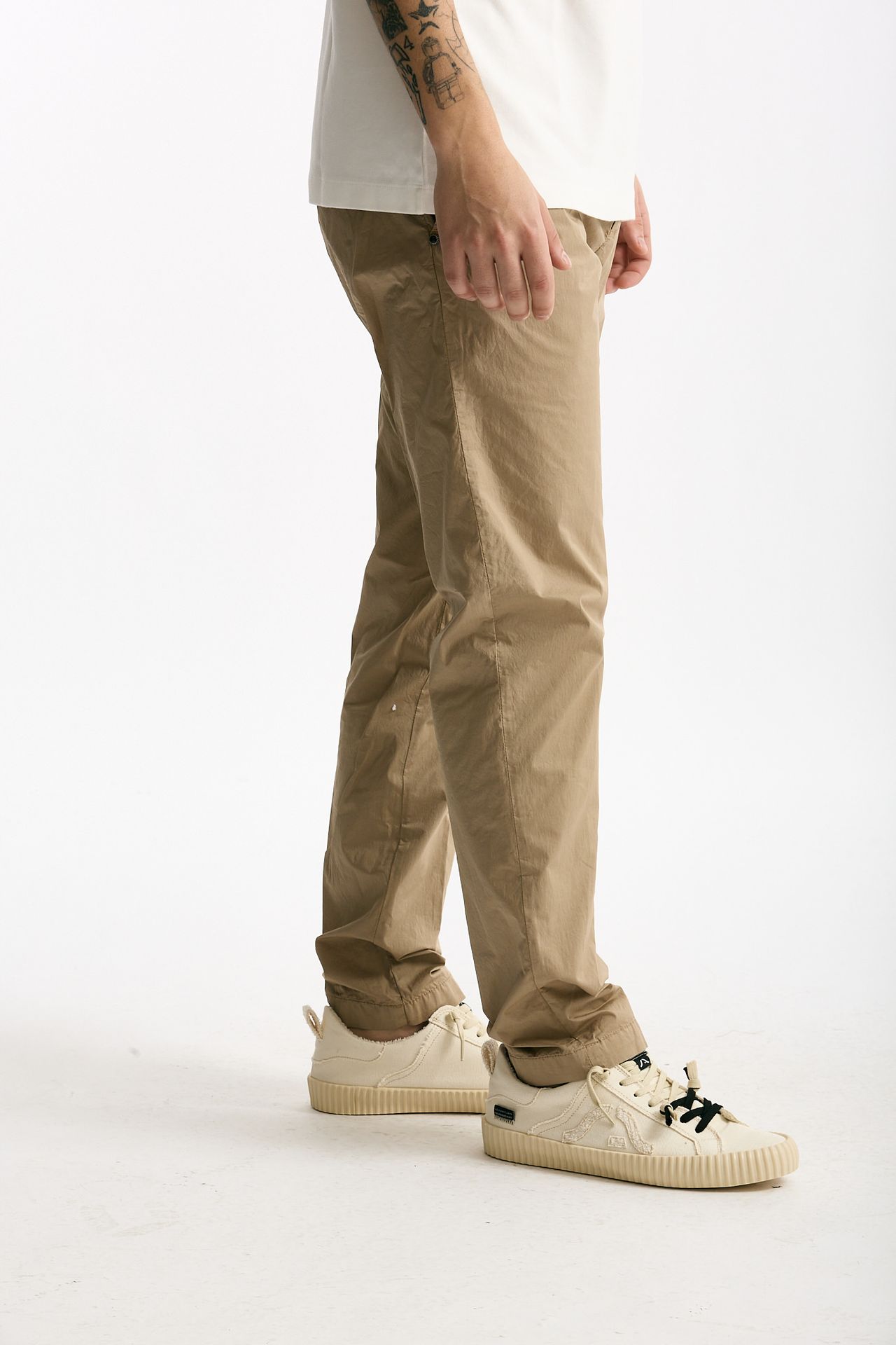 Pantalone in cotone stretch cammello uomo White sand - 3