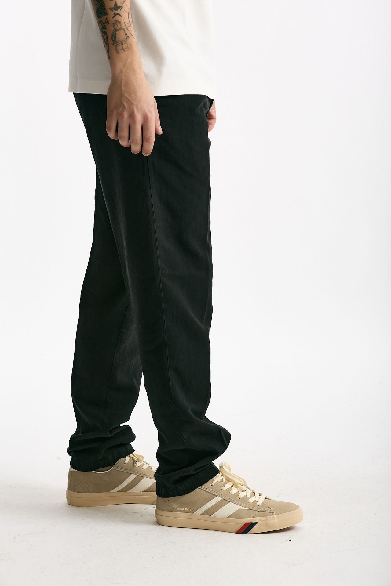 Pantalone in lyocell lino e cotone nero uomo White sand - 2