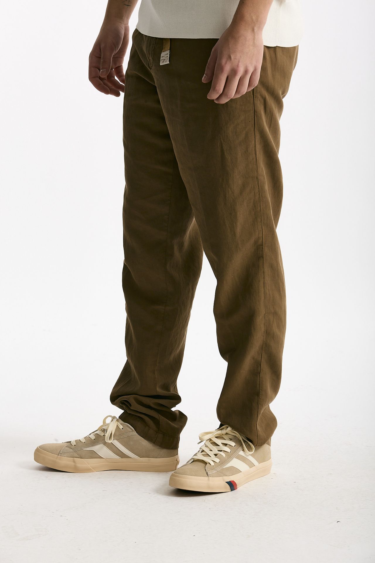 Pantalone in lyocell lino e cotone cammello uomo White sand - 4