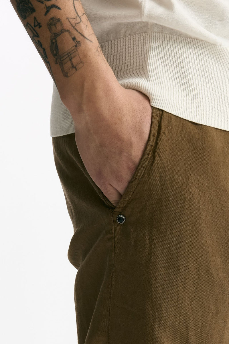 Pantalone in lyocell lino e cotone cammello uomo White sand - 5