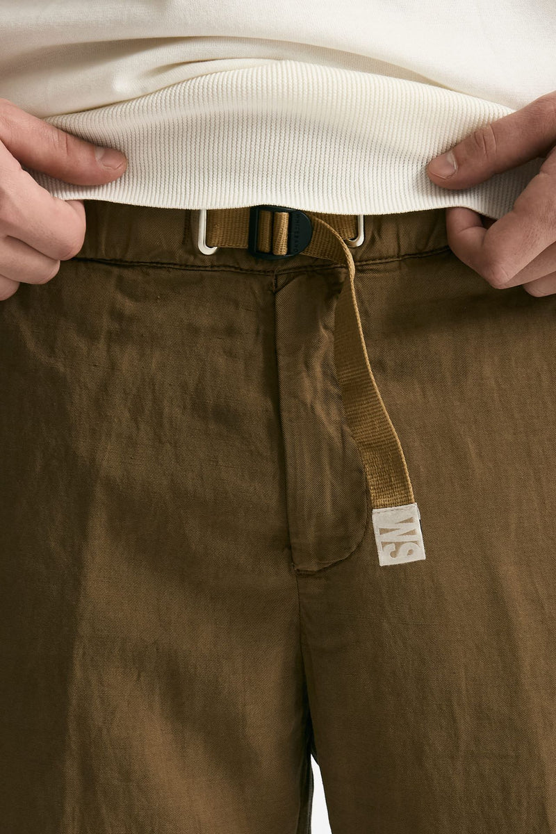Pantalone in lyocell lino e cotone cammello uomo White sand - 6