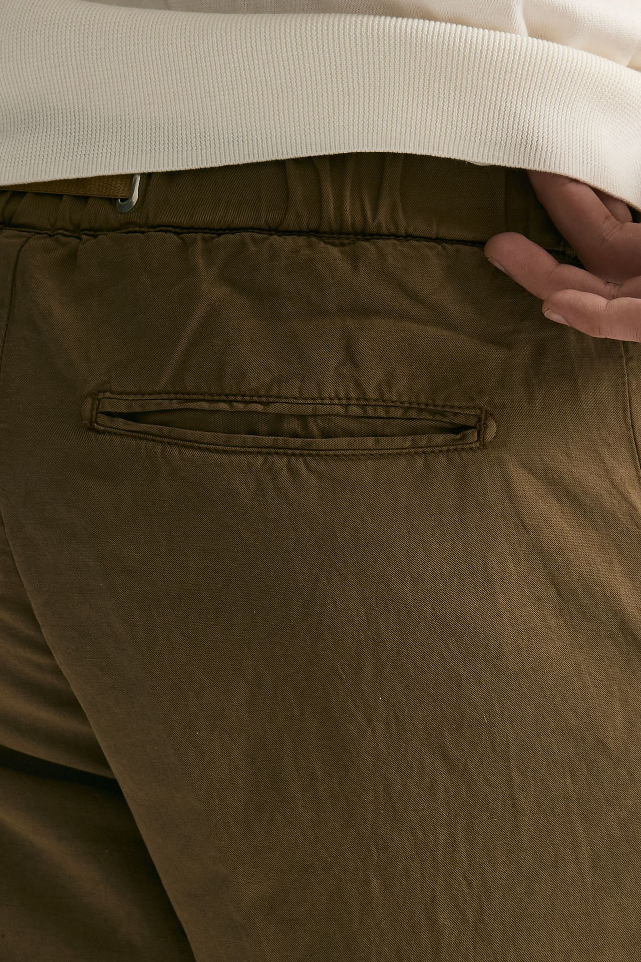 Pantalone in lyocell lino e cotone cammello uomo White sand - 7