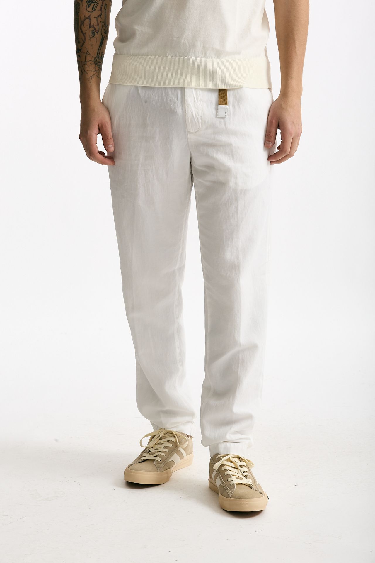 Pantalone in lyocell lino e cotone bianco uomo White sand - 1