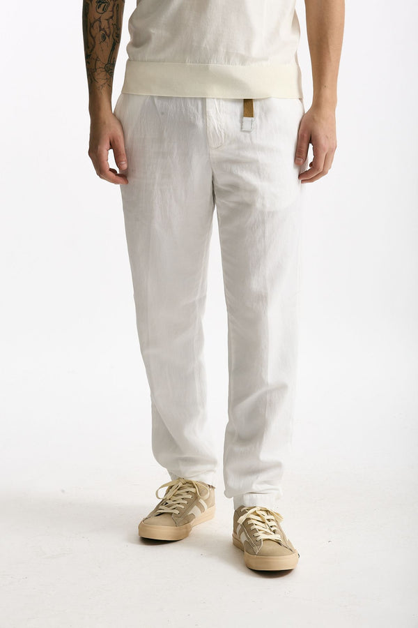 Pantalone in lyocell lino e cotone bianco uomo White sand