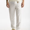 Pantalone in lyocell lino e cotone bianco uomo White sand - 8