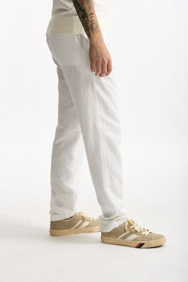 Pantalone in lyocell lino e cotone bianco uomo White sand