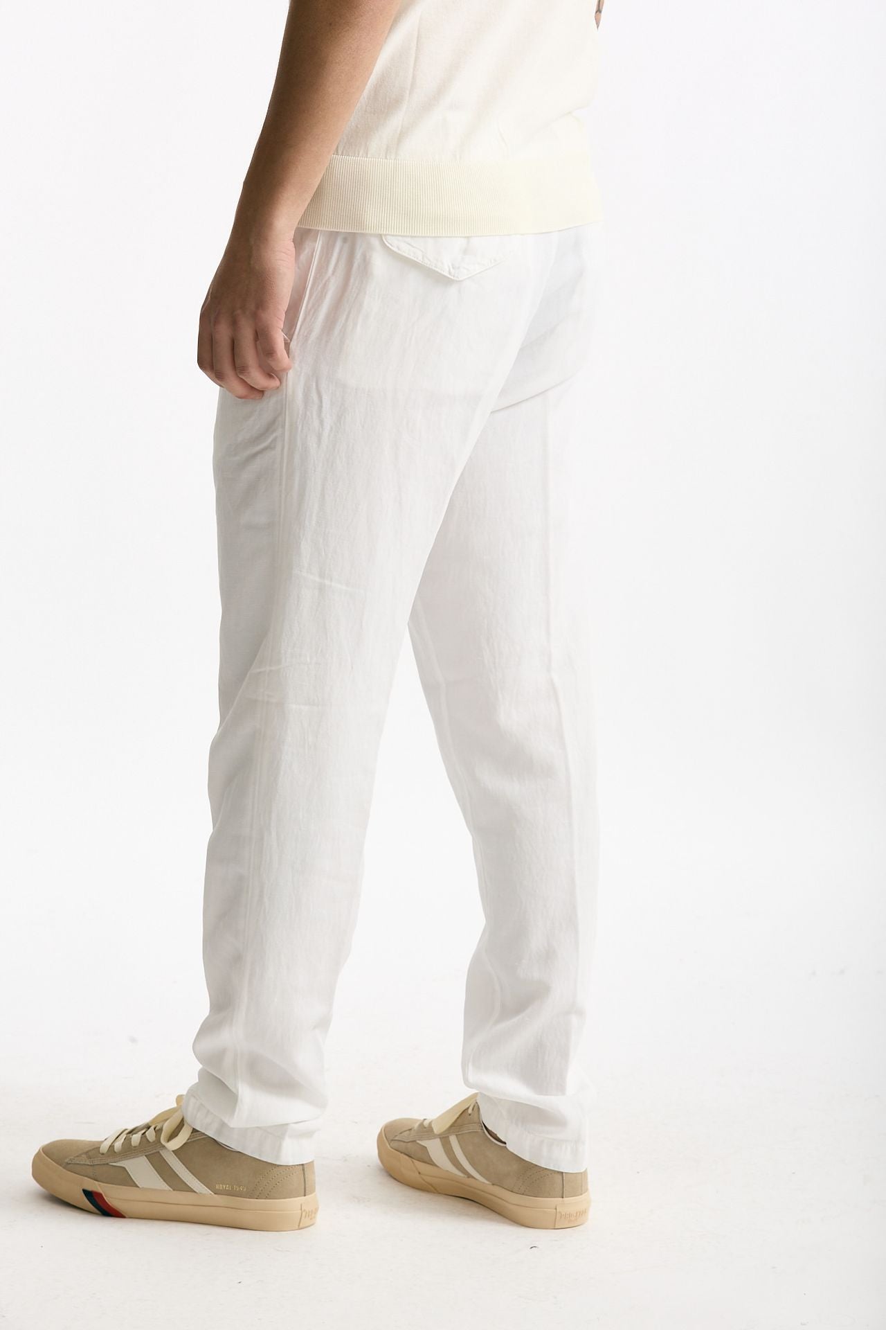 Pantalone in lyocell lino e cotone bianco uomo White sand - 3
