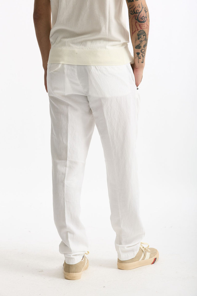 Pantalone in lyocell lino e cotone bianco uomo White sand - 4
