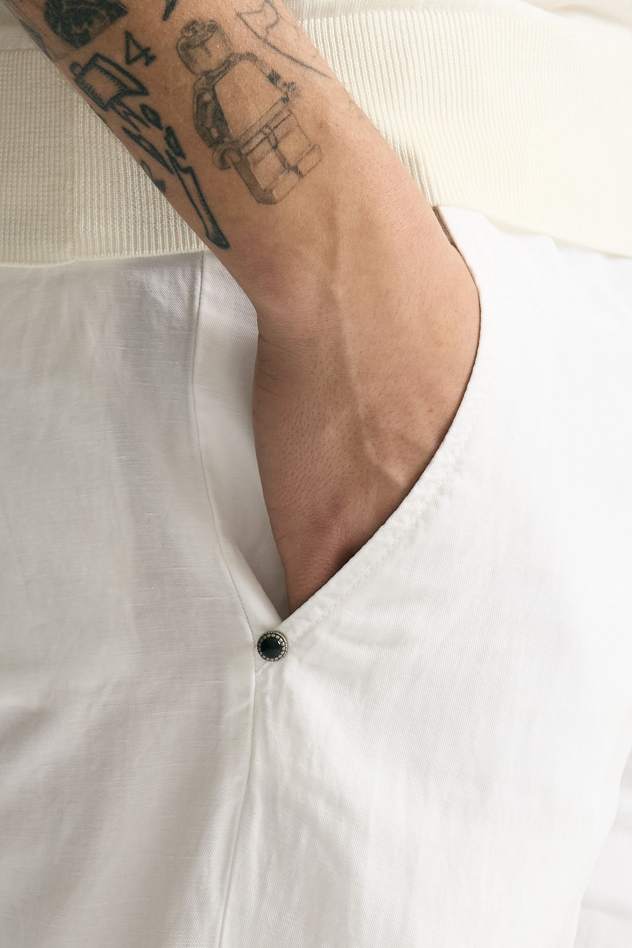 Pantalone in lyocell lino e cotone bianco uomo White sand - 5