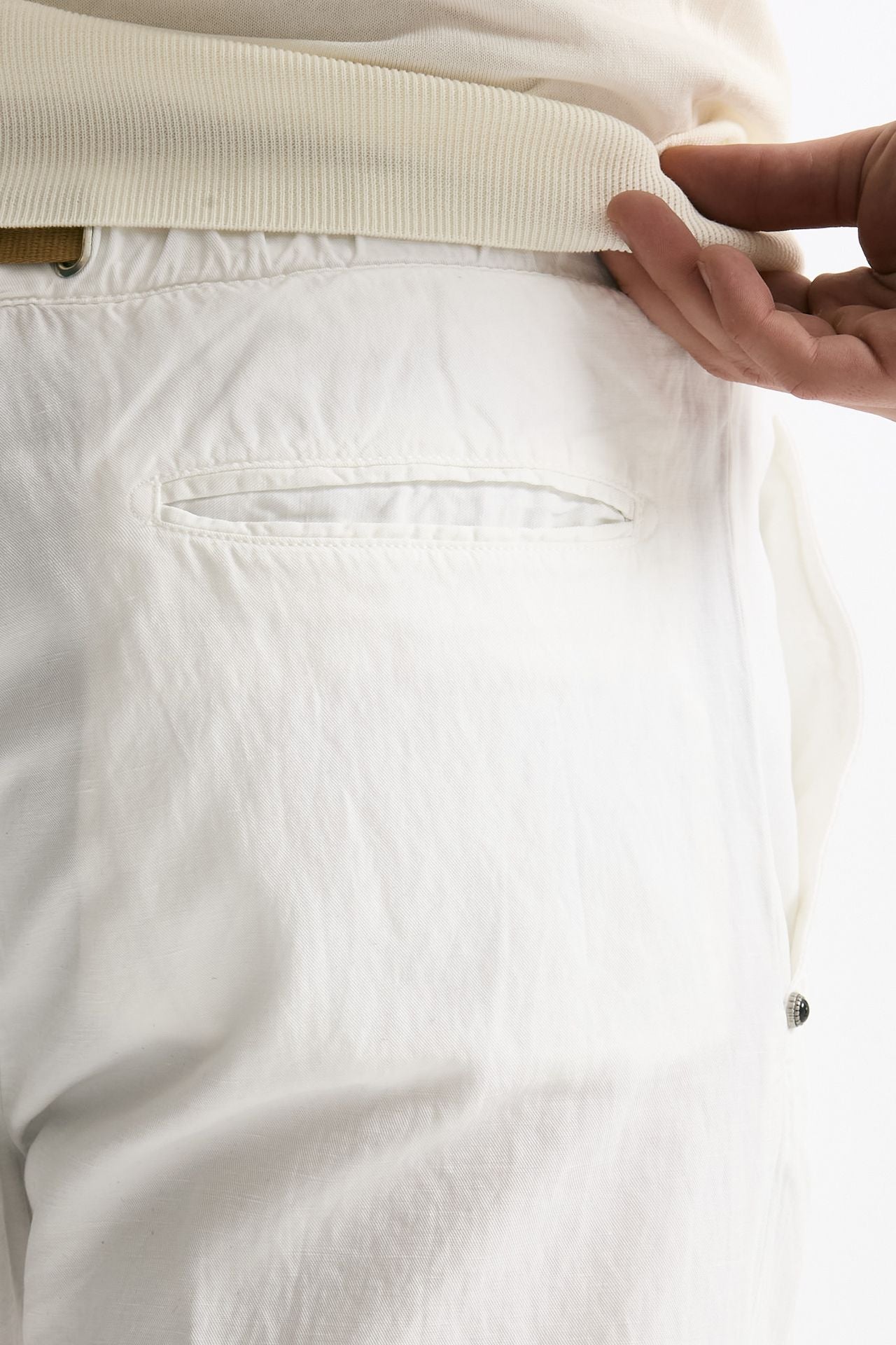 Pantalone in lyocell lino e cotone bianco uomo White sand - 7