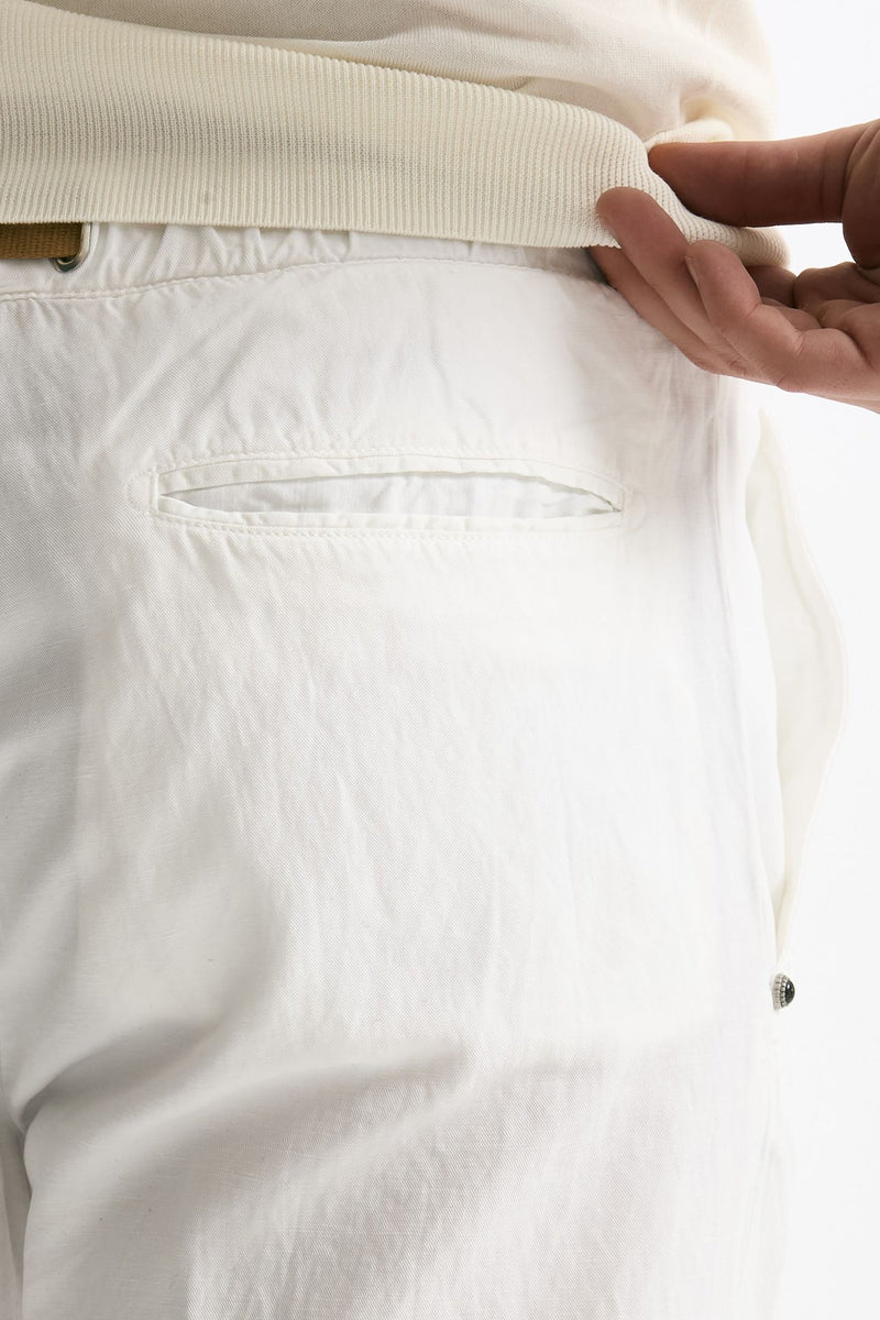 Pantalone in lyocell lino e cotone bianco uomo White sand - 7