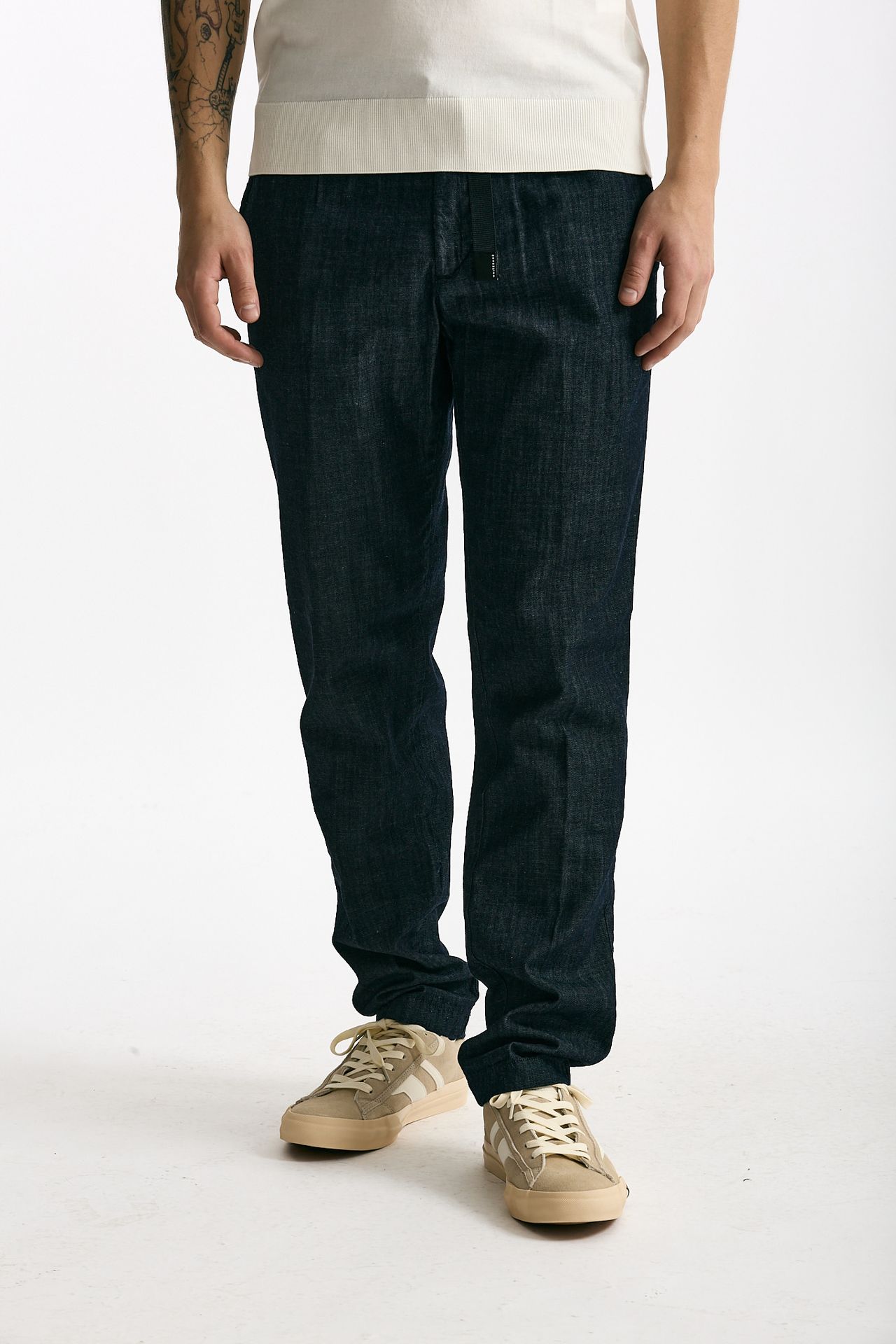 Pantalone in cotone fermo chambray blu uomo White sand - 1