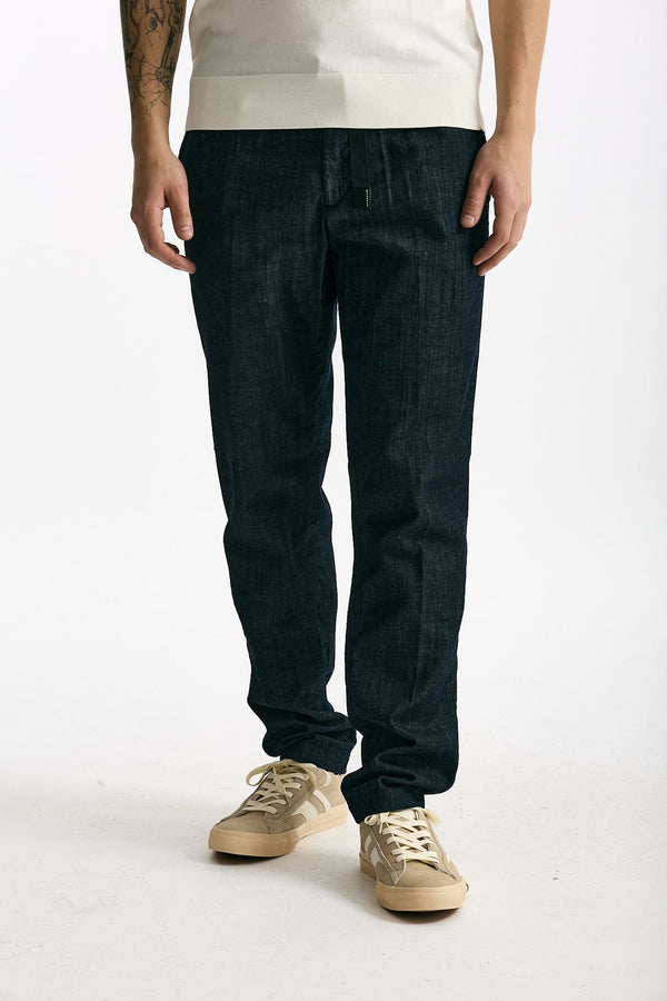 Pantalone in cotone fermo chambray blu uomo White sand