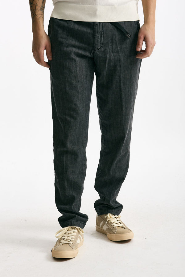 Pantalone in cotone fermo chambray grigio uomo White sand