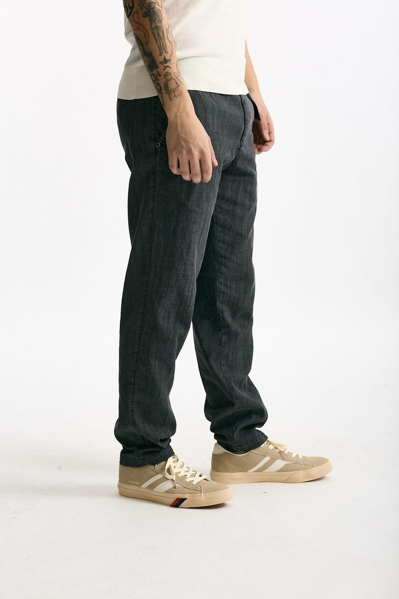 Pantalone in cotone fermo chambray grigio uomo White sand - 3