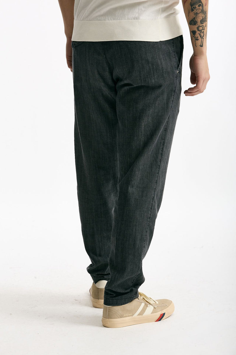Pantalone in cotone fermo chambray grigio uomo White sand - 4