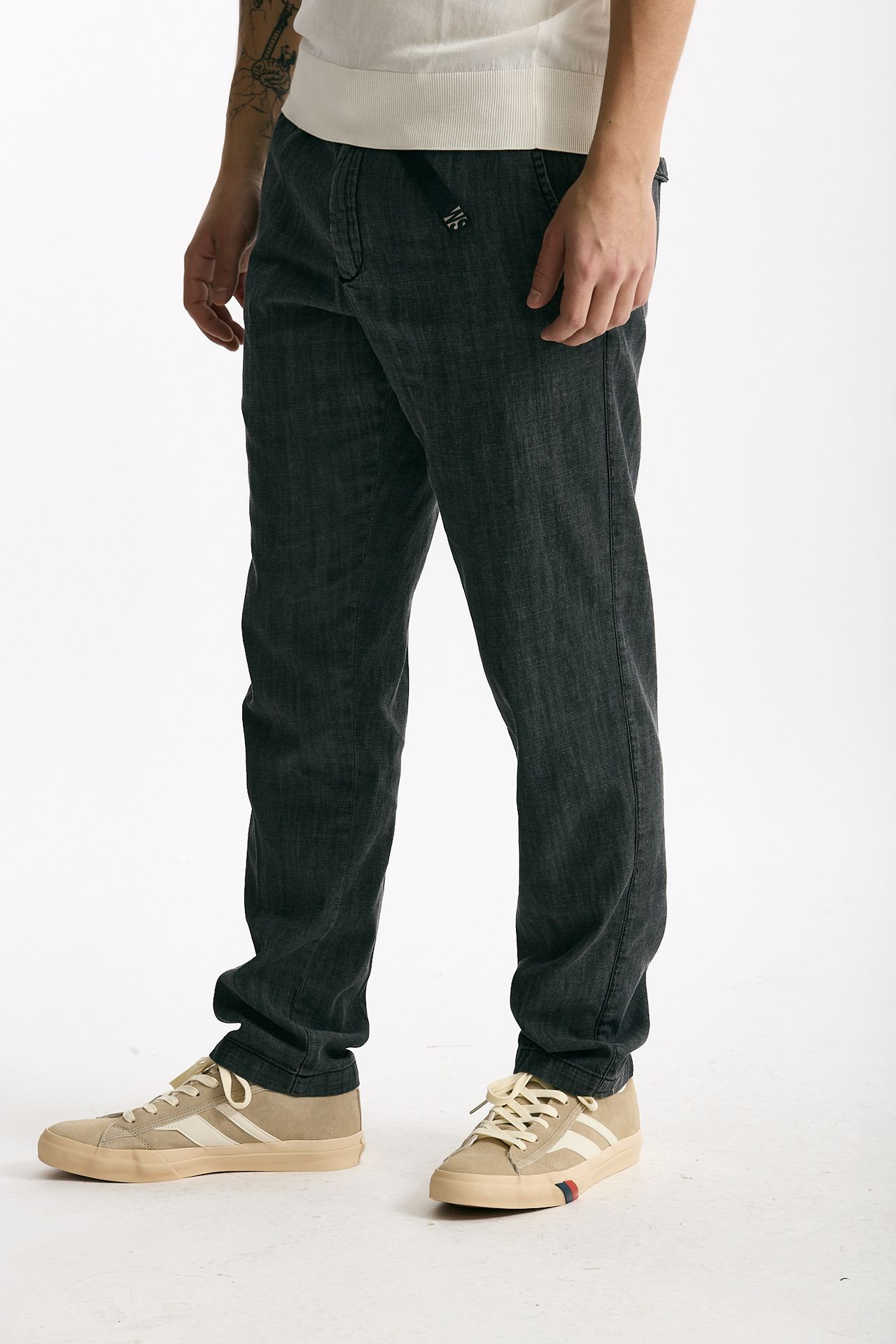 Pantalone in cotone fermo chambray grigio uomo White sand - 1