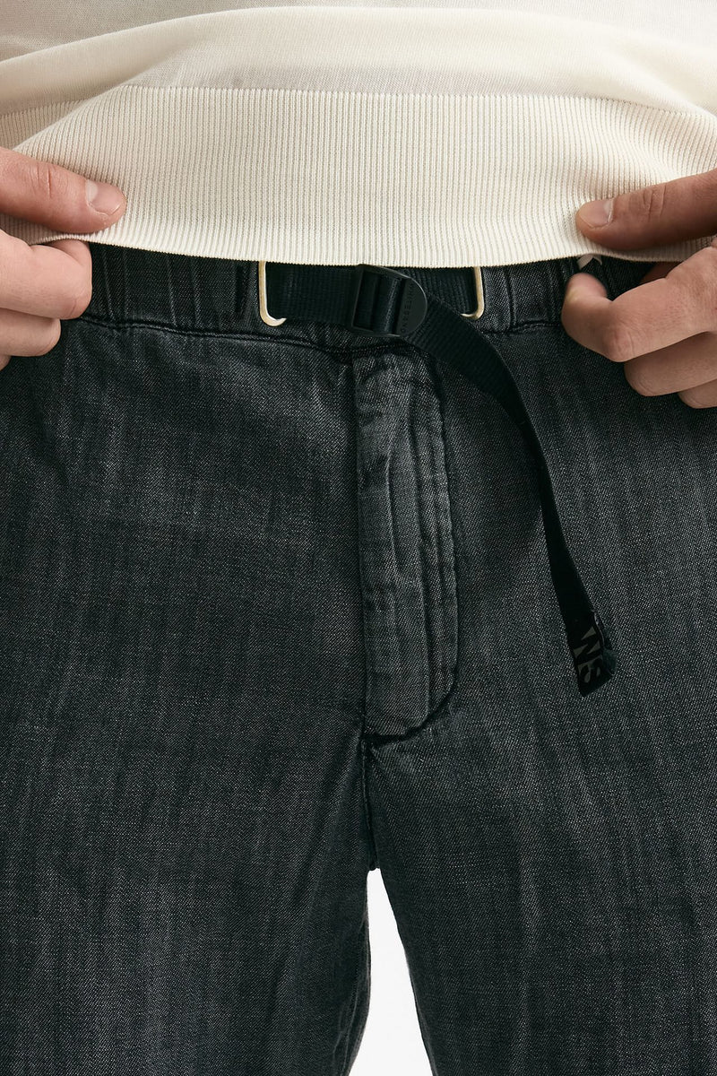 Pantalone in cotone fermo chambray grigio uomo White sand - 6