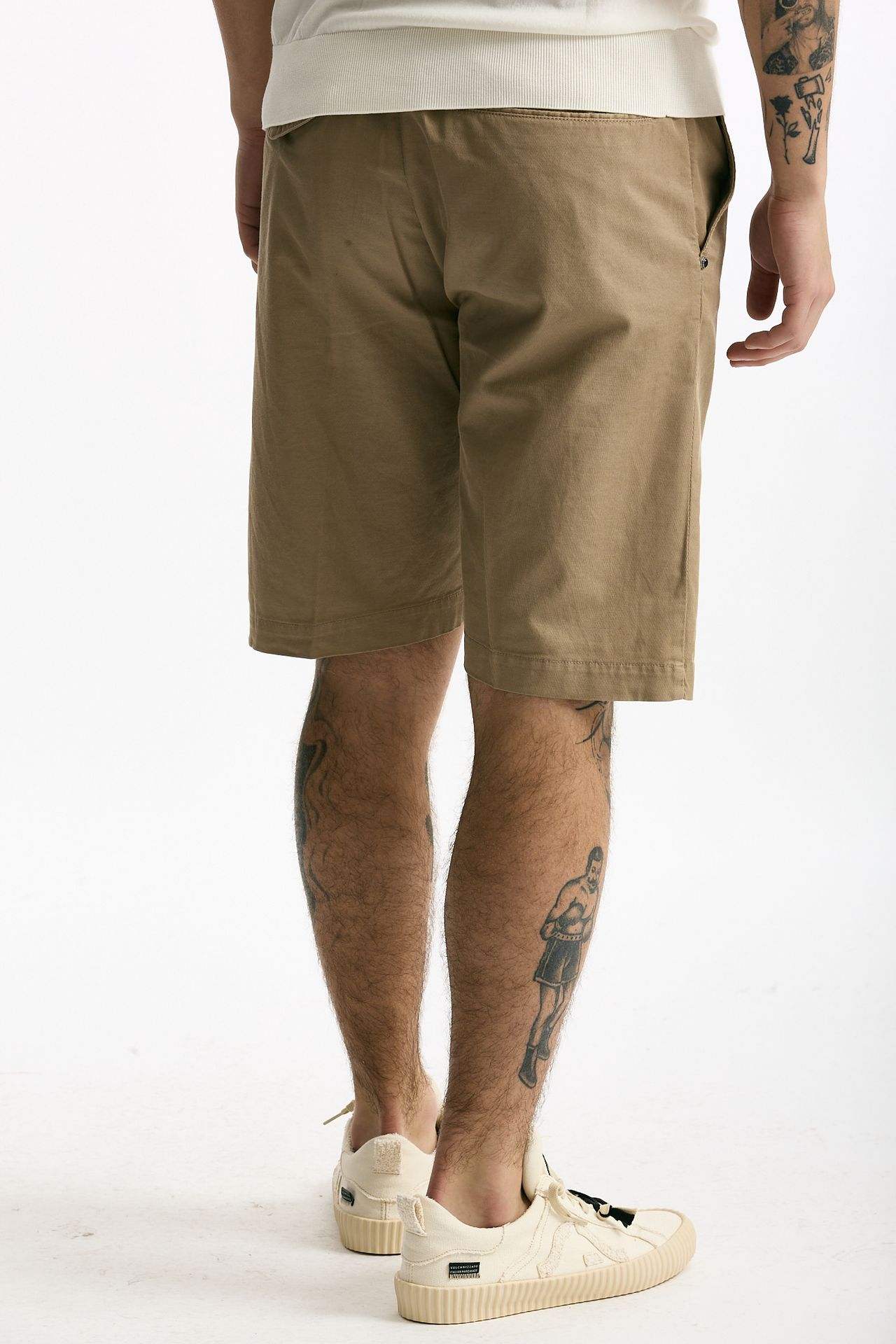 Bermuda in cotone e lino stretch beige uomo White sand - 3
